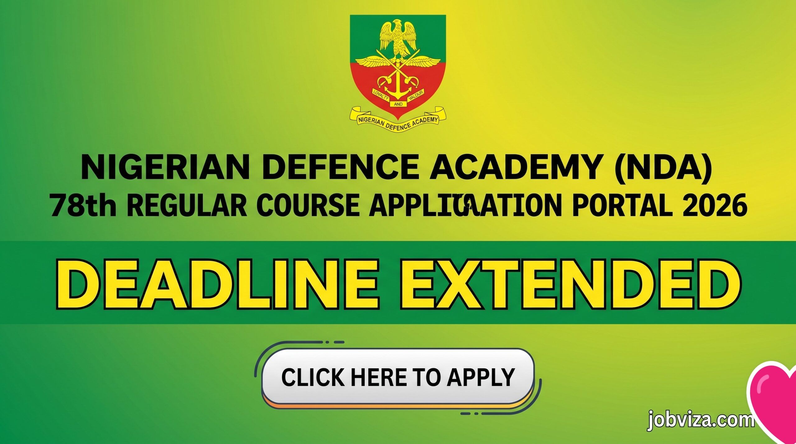 Nigerian Defence Academy 78th Regular Course Application Portal 2026 Deadline Extended