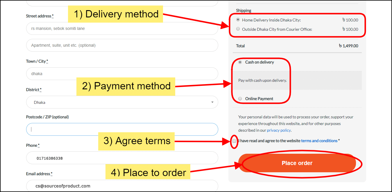 Delivery shipping method info Delivery shipping method Info