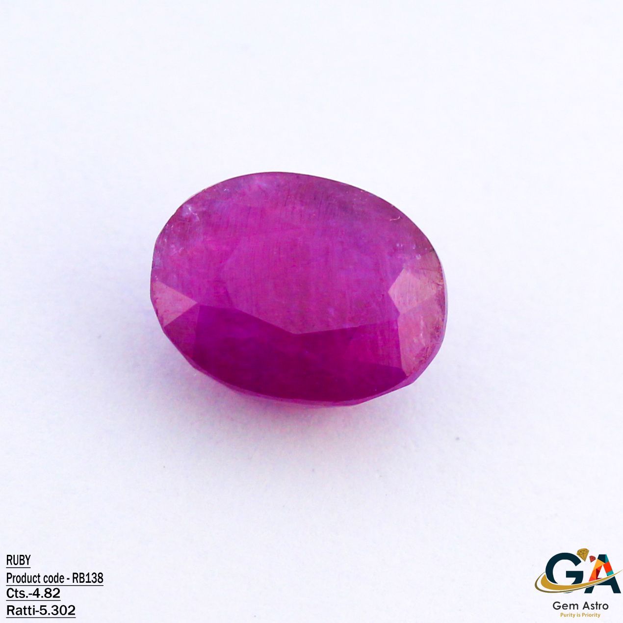 RB138-NEW.jpg Ruby 4.82 Carat (5.30 Ratti) - Image 1