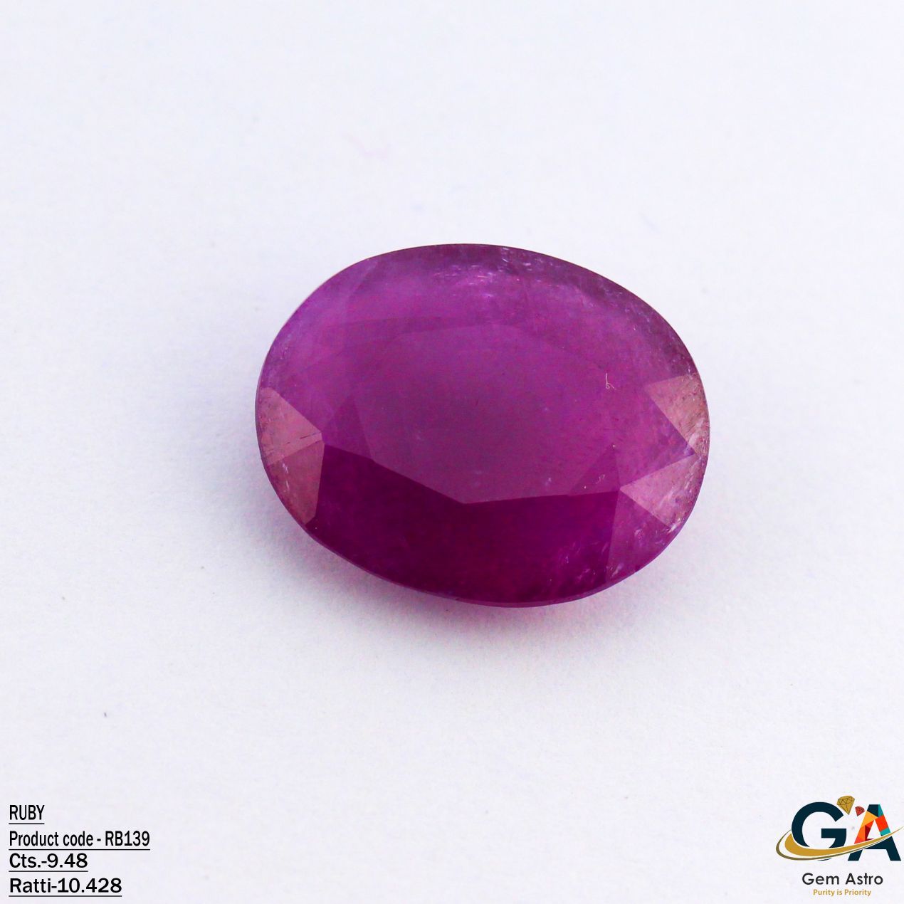 RB139-New.jpg Ruby 9.48 Carat (10.42 Ratti) - Image 1
