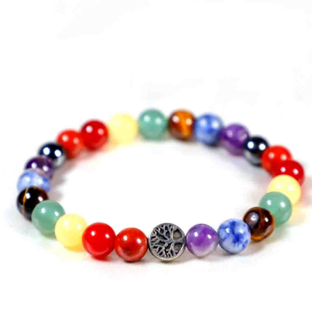 7 CHakra with tree charm1 copy Seven Chakra Bracelet