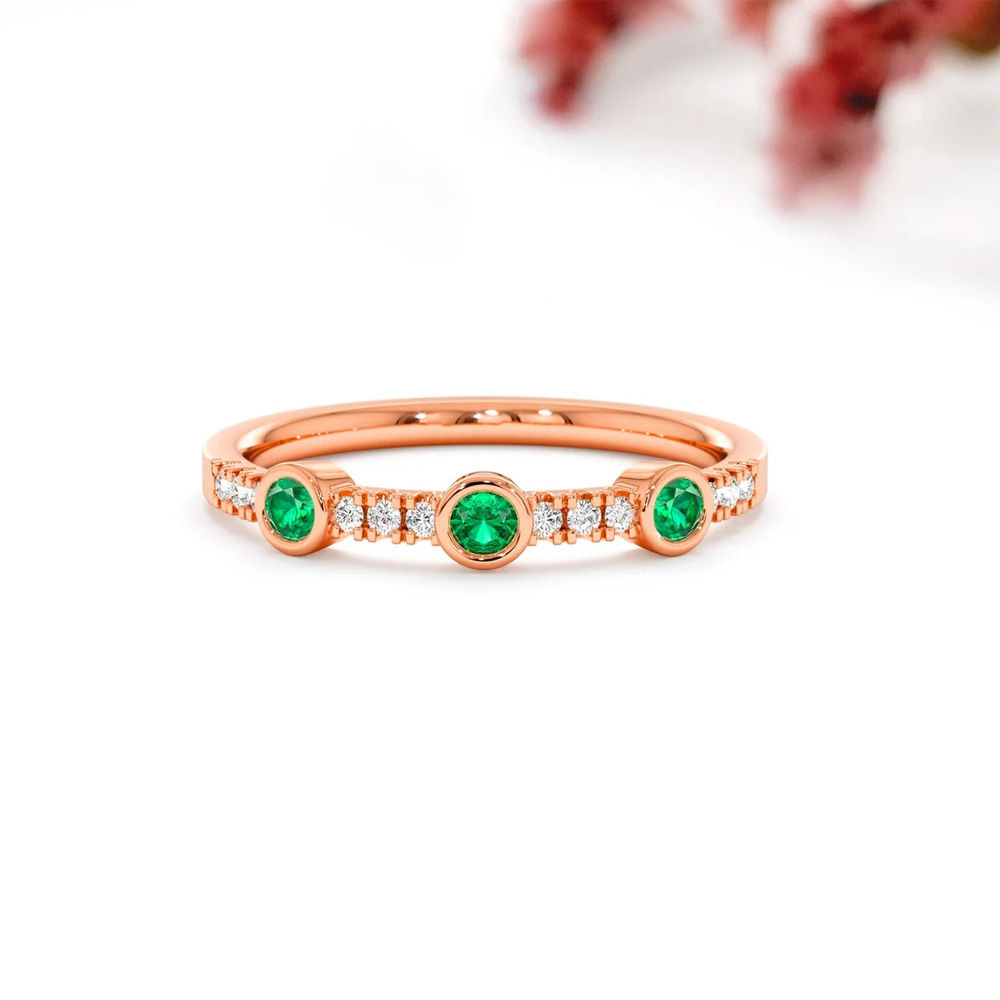 1553499473 (6) Emerald and Diamond Ring, Round emerald engagement ring - Image 1