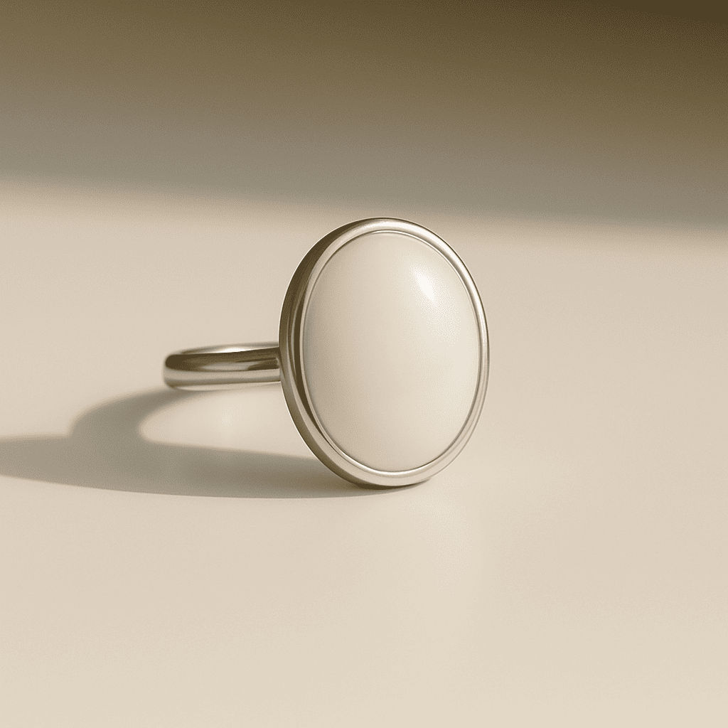 White Agate 1 White Agate Sterling Silver Ring - Image 1