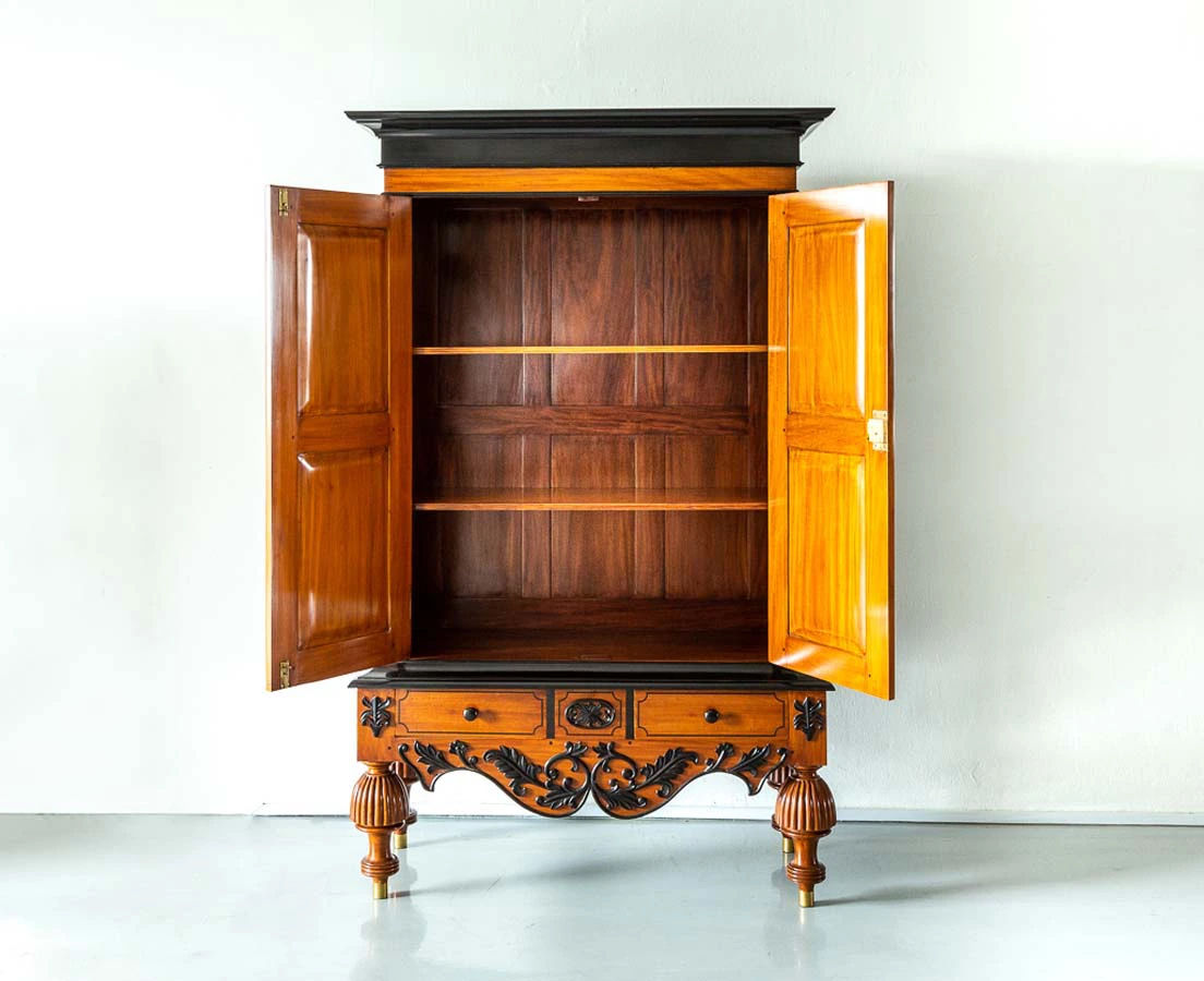 Antique Cupboards - Dutch Colonial Satinwood & Ebony Cupboard - The Past Perfect Collection - Singapore