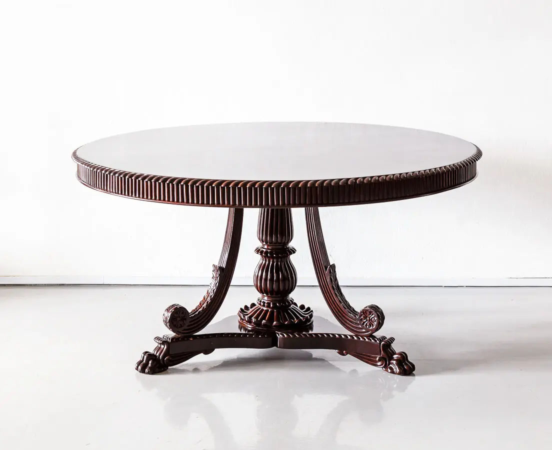 Antique Dining Tables - British Colonial Rosewood Round Dining Table - The Past Perfect Collection - Singapore