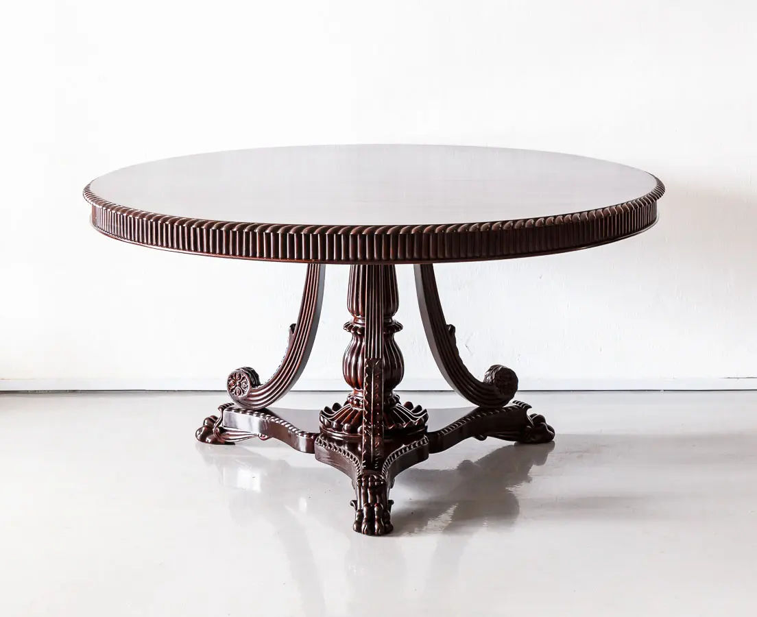 Antique Dining Tables - British Colonial Rosewood Round Dining Table - The Past Perfect Collection - Singapore