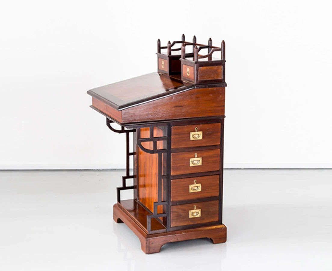 DSK-142 1L British colonial teakwood Davenport desk l The Past Perfect Collection l Singapore