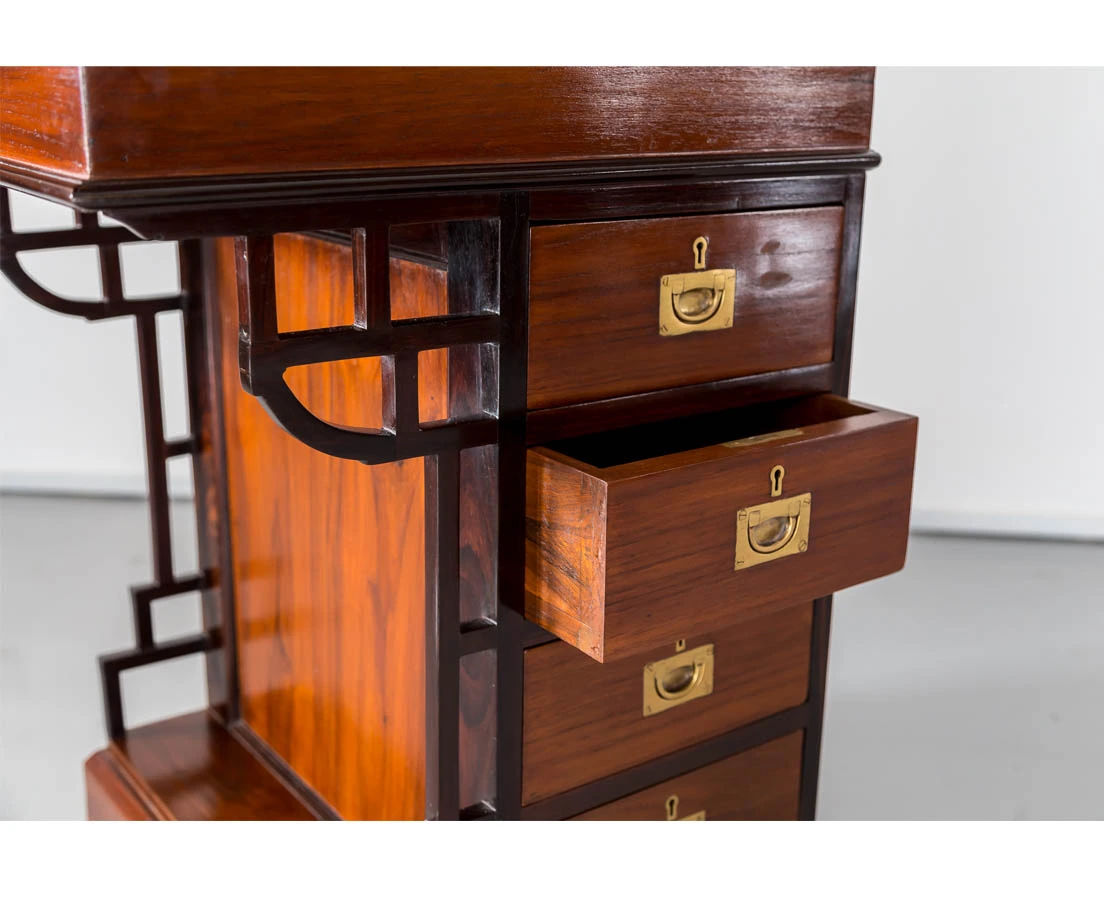 DSK-142 7L British colonial teakwood Davenport desk l The Past Perfect Collection l Singapore