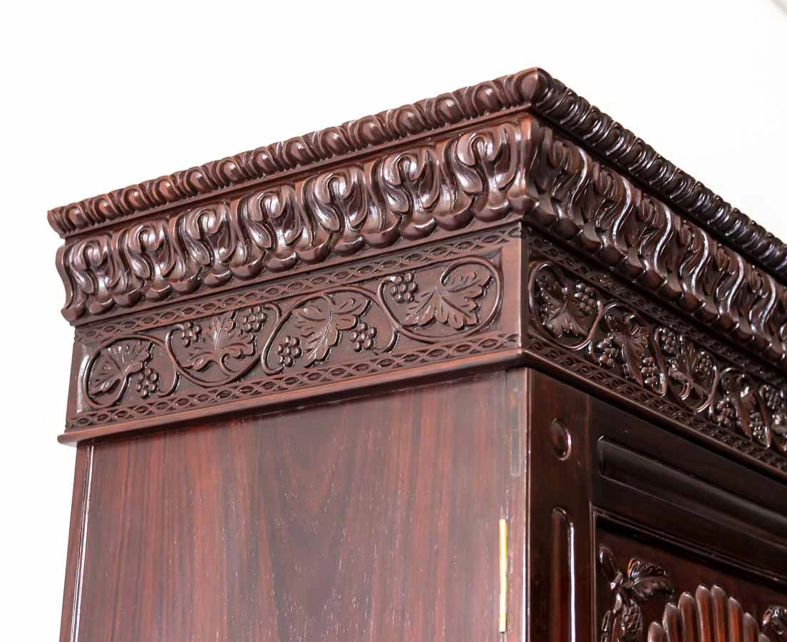 Antique Cupboards - British Colonial Rosewood Sunburst Cupboard - The Past Perfect Collection