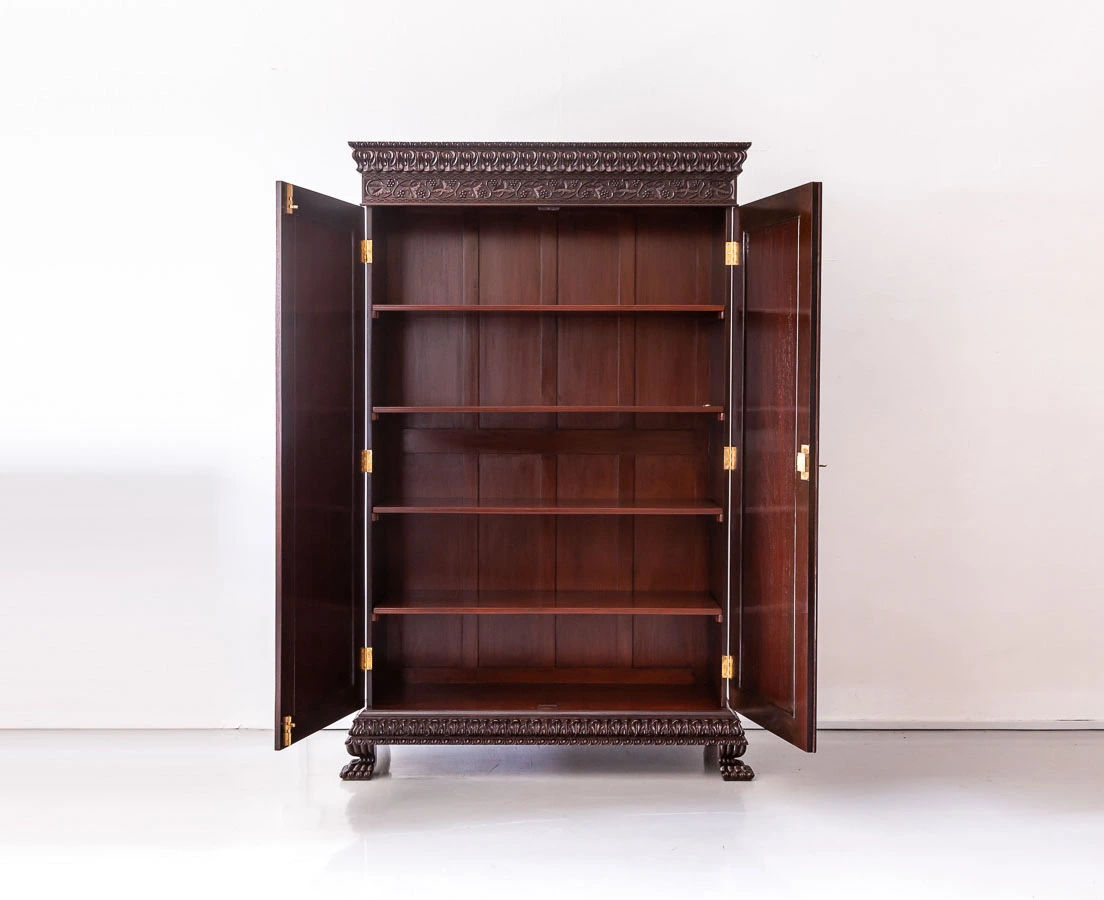 Antique Cupboards - British Colonial Rosewood Sunburst Cupboard - The Past Perfect Collection