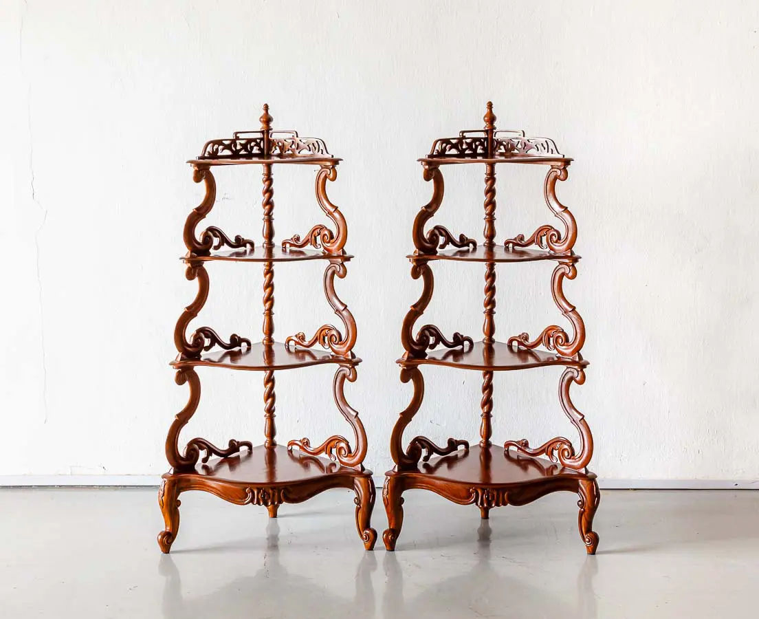 British Colonial teakwood Etageres - The Past Perfect Collection - Singapore
