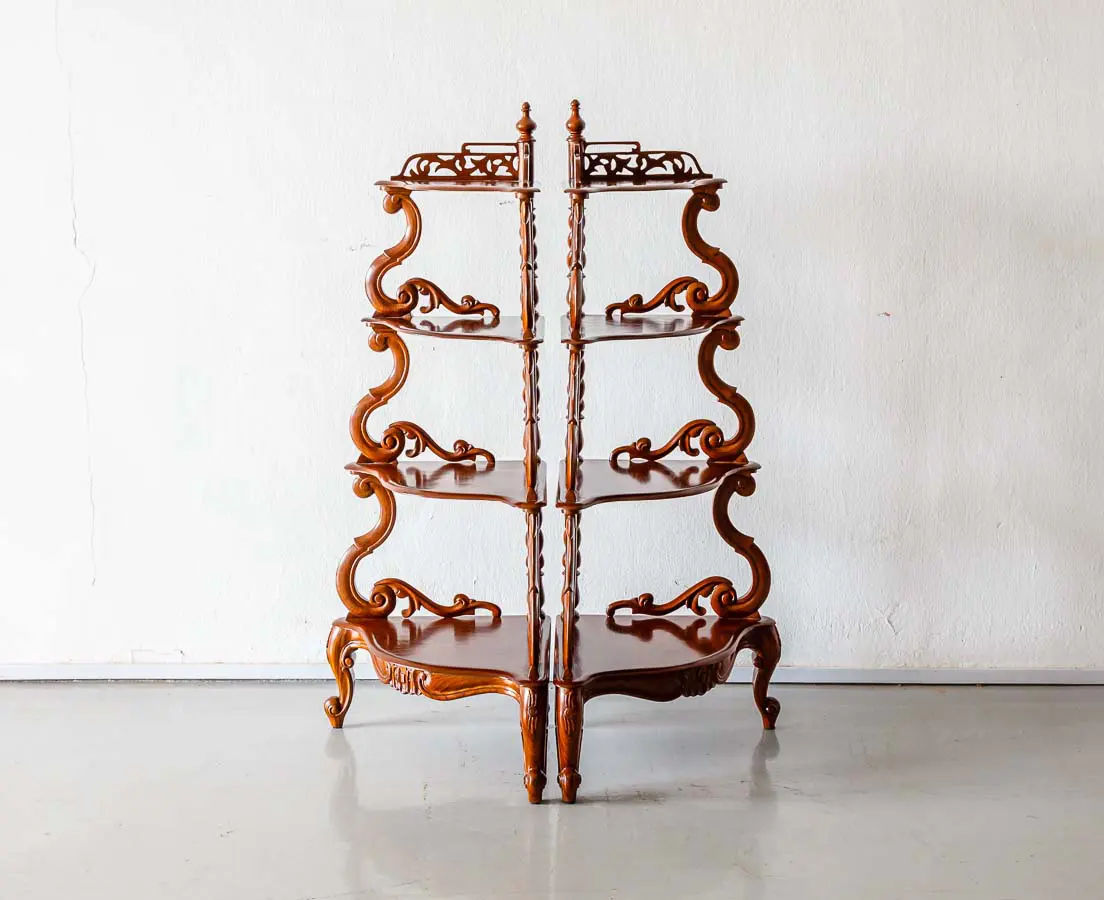 British Colonial teakwood Etageres - The Past Perfect Collection - Singapore