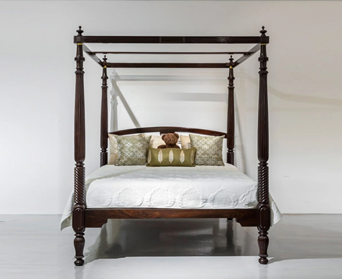 BED-026 1L British Colonial Rosewood Four Poster Bed l The Past Perfect Collection l Singapore