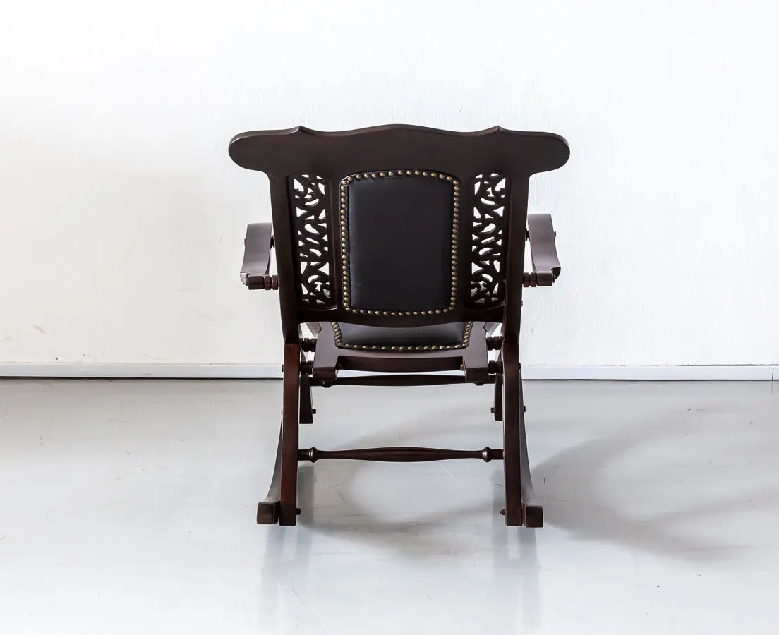 Antique Chairs - British Colonial Rosewood Foldable Rocking Chair - The Past Perfect Collection - Singapore - CHA-288 10L