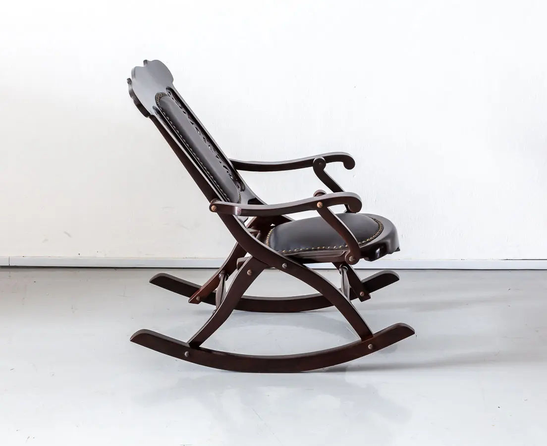 Antique Chairs - British Colonial Rosewood Foldable Rocking Chair - The Past Perfect Collection - Singapore - CHA-288 3L