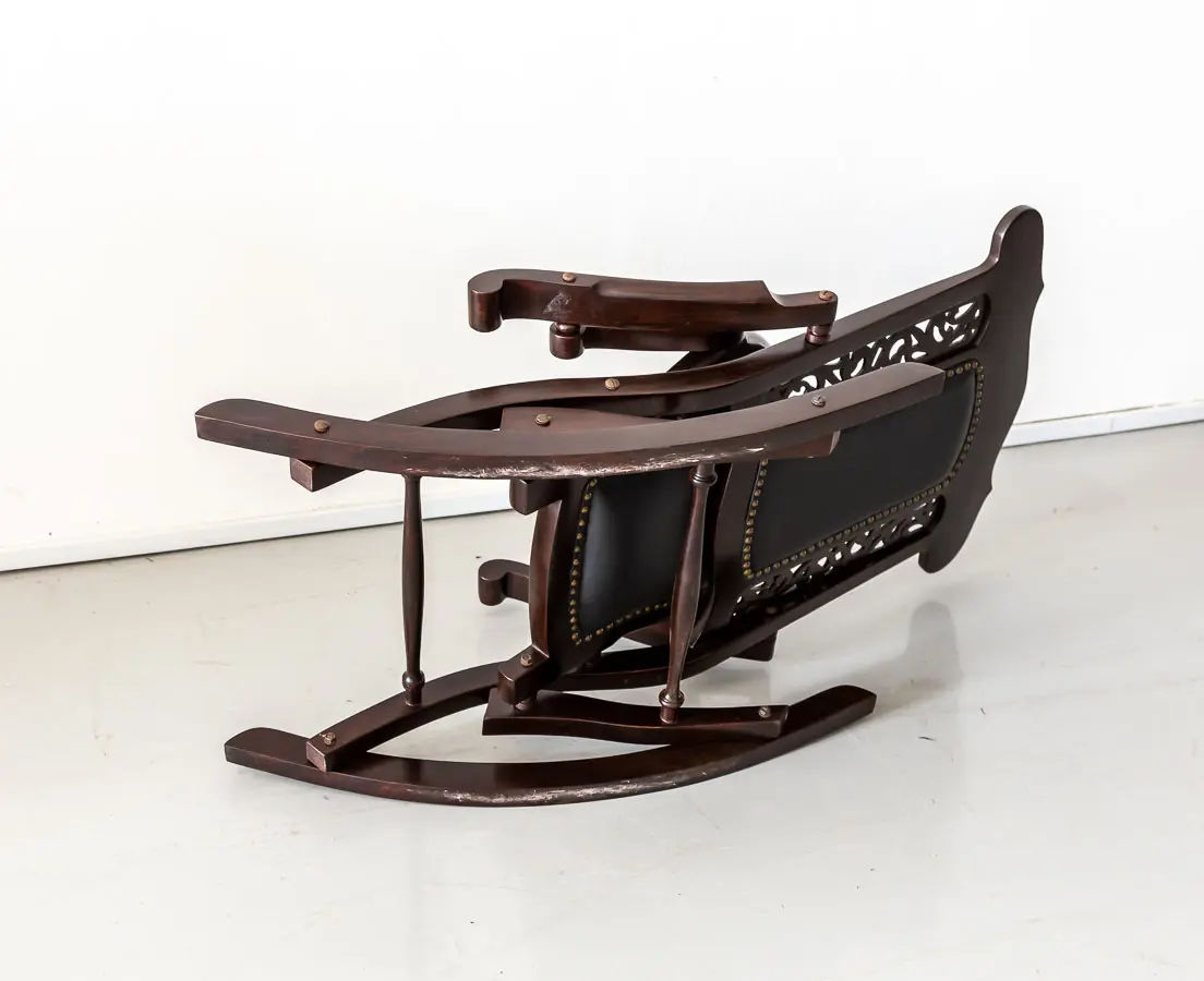 Antique Chairs - British Colonial Rosewood Foldable Rocking Chair - The Past Perfect Collection - Singapore - CHA-288 4L