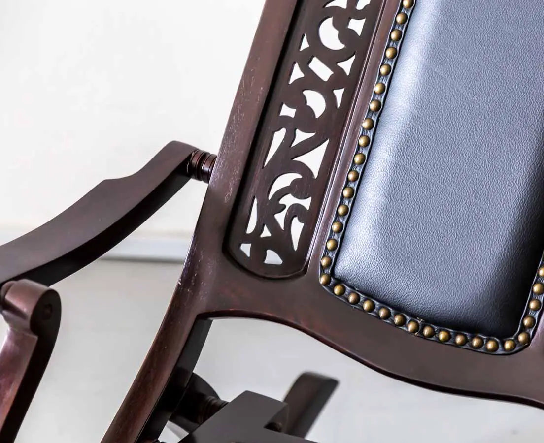 Antique Chairs - British Colonial Rosewood Foldable Rocking Chair - The Past Perfect Collection - Singapore - CHA-288 6L