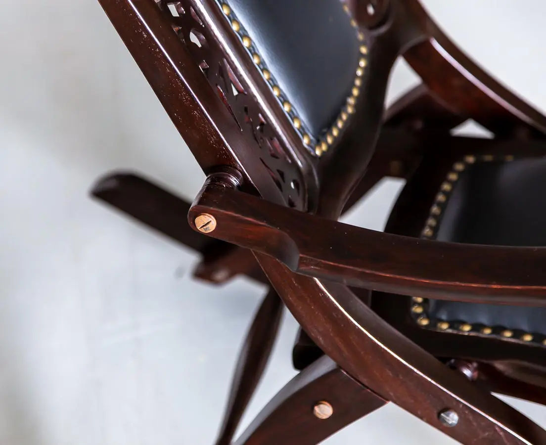 Antique Chairs - British Colonial Rosewood Foldable Rocking Chair - The Past Perfect Collection - Singapore - CHA-288 8L