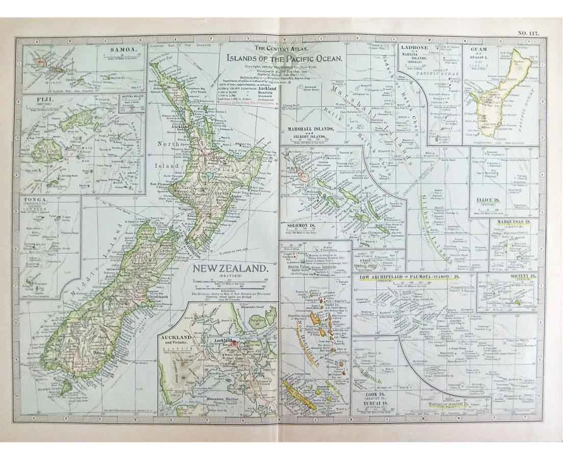 MAP-059 1L Antique map New Zealand with Islands of the Pacific Ocean l The Past Perfect Collection l Singapore