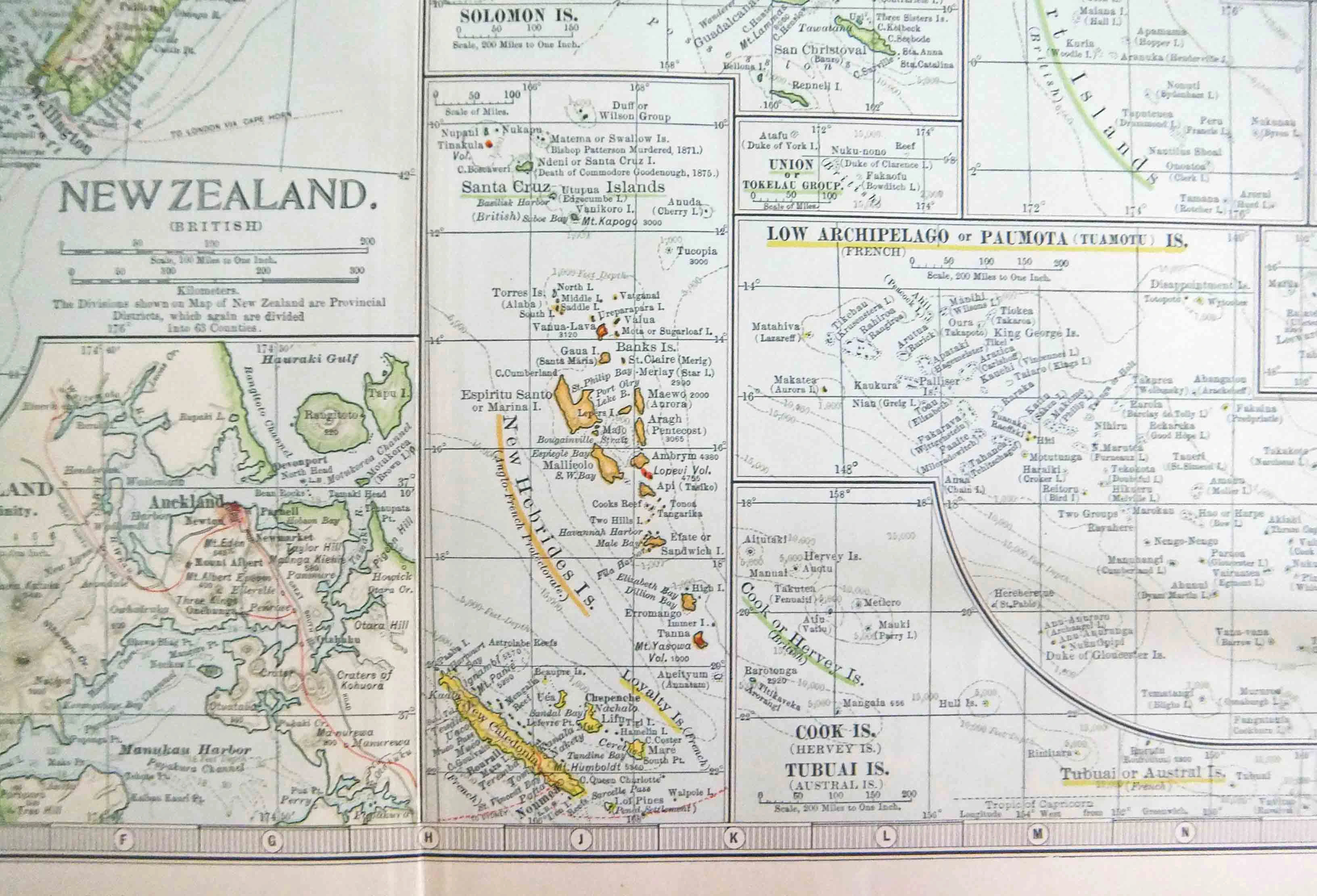 MAP-059 4L Antique map New Zealand with Islands of the Pacific Ocean l The Past Perfect Collection l Singapore