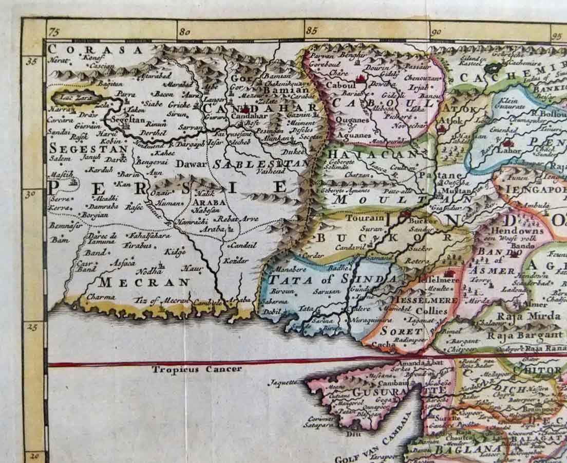 MAP-066 Antique Map 2L -Nieuwe kaart van t keyzerryk van den grooten Mogol Isaac Tirion 1730 l The Past Perfect Collection l Singapore