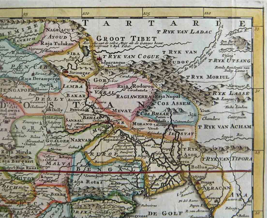 MAP-066 Antique Map 4L -Nieuwe kaart van t keyzerryk van den grooten Mogol Isaac Tirion 1730 l The Past Perfect Collection l Singapore