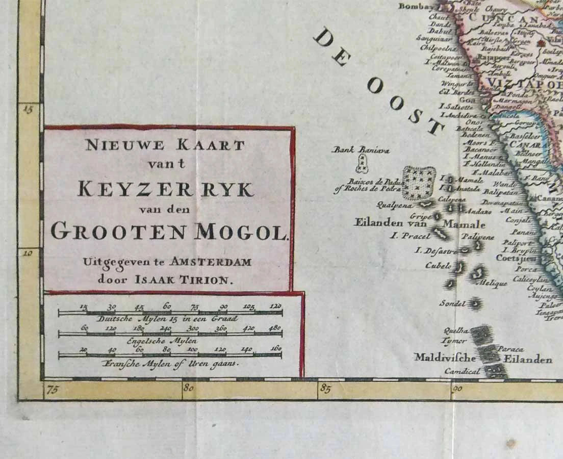 MAP-066 Antique Map 5L -Nieuwe kaart van t keyzerryk van den grooten Mogol Isaac Tirion 1730 l The Past Perfect Collection l Singapore
