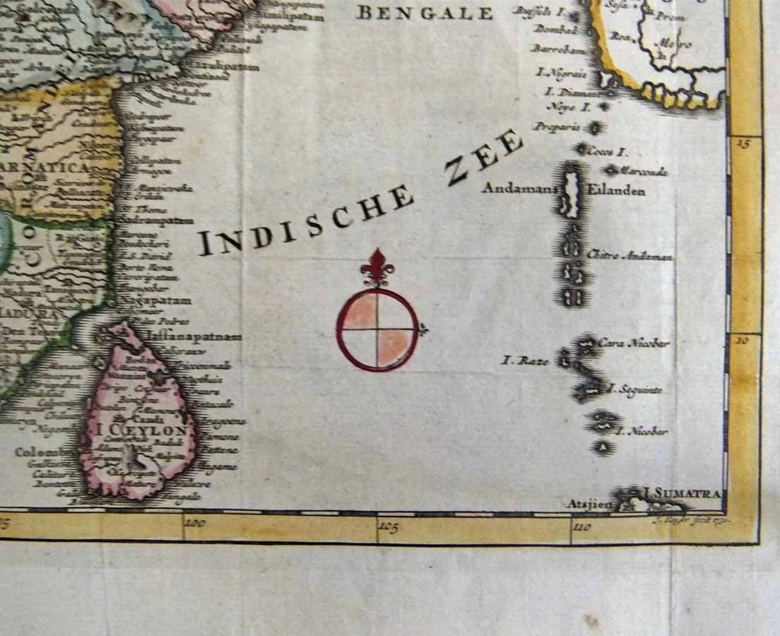 MAP-066 Antique Map 6L -Nieuwe kaart van t keyzerryk van den grooten Mogol Isaac Tirion 1730 l The Past Perfect Collection l Singapore