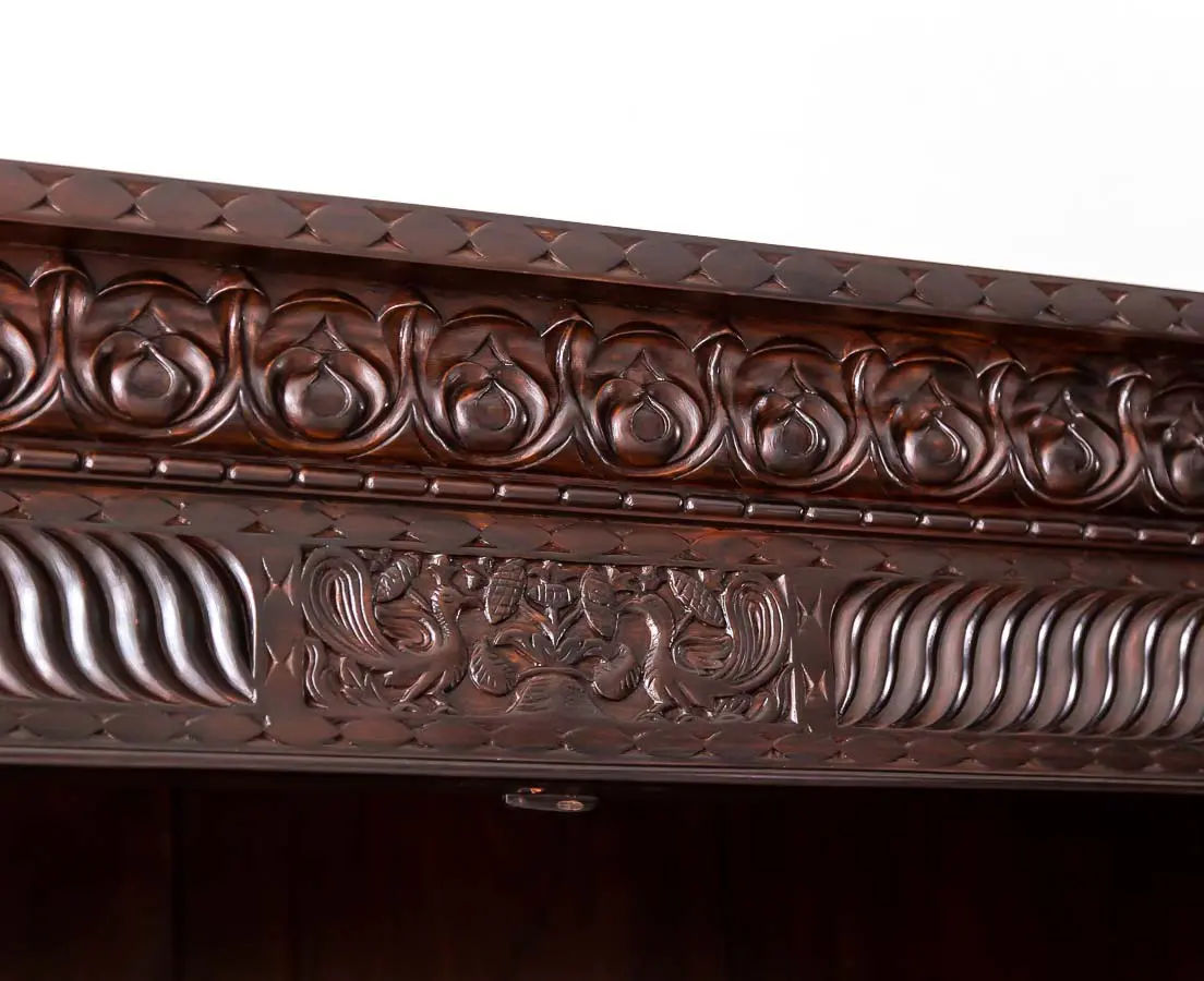Antique Cupboards - British Colonial Glass Front Cabinet with Pillars - The Past Perfect Collection - Singapore