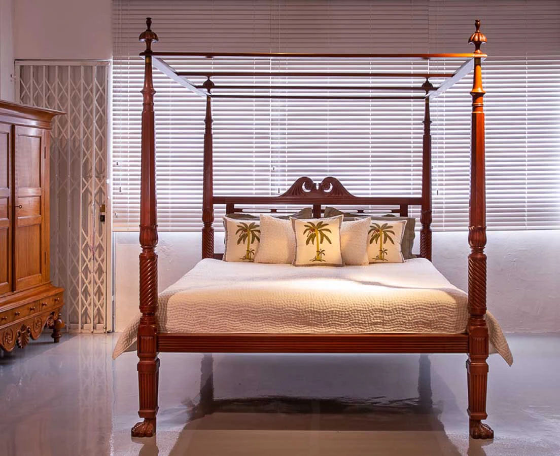 BSS-025 1L British Colonial Mahogany Four Poster Bed l The Past Perfect Collection l Singapore