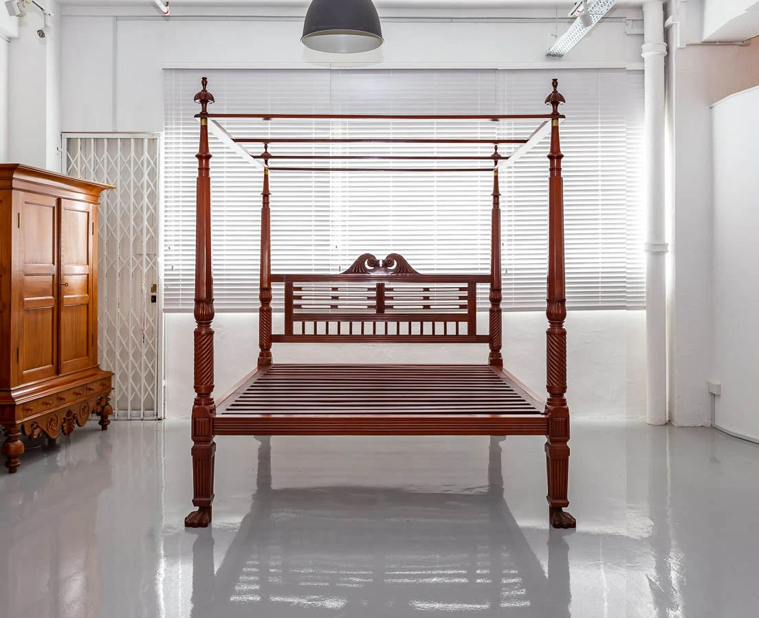 BSS-025 2L British Colonial Mahogany Four Poster Bed l The Past Perfect Collection l Singapore