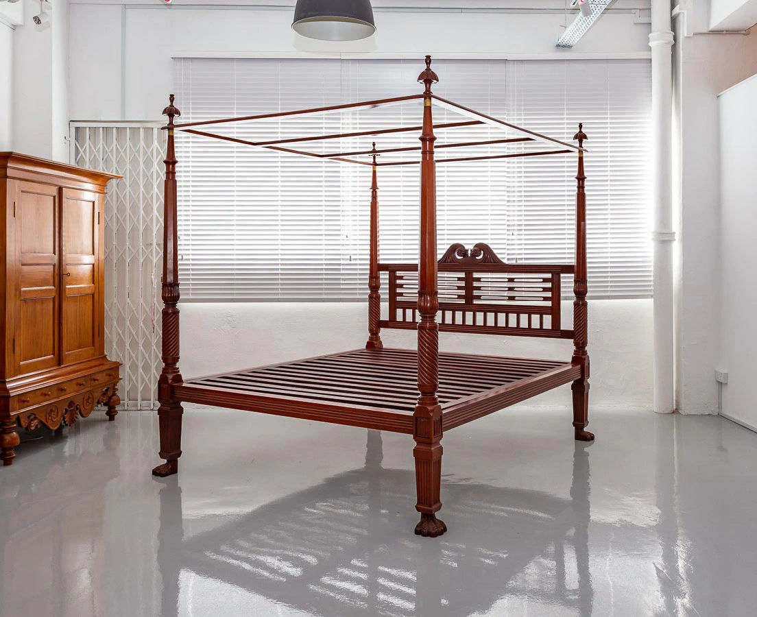BSS-025 3L British Colonial Mahogany Four Poster Bed l The Past Perfect Collection l Singapore