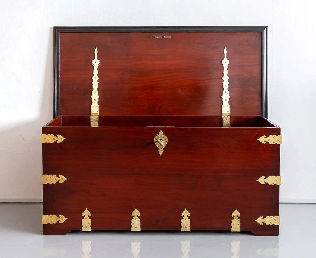 CHE-140-1L Indo-Dutch Mahogany Brass Bound Chest l The Past Perfect Collection l Singapore