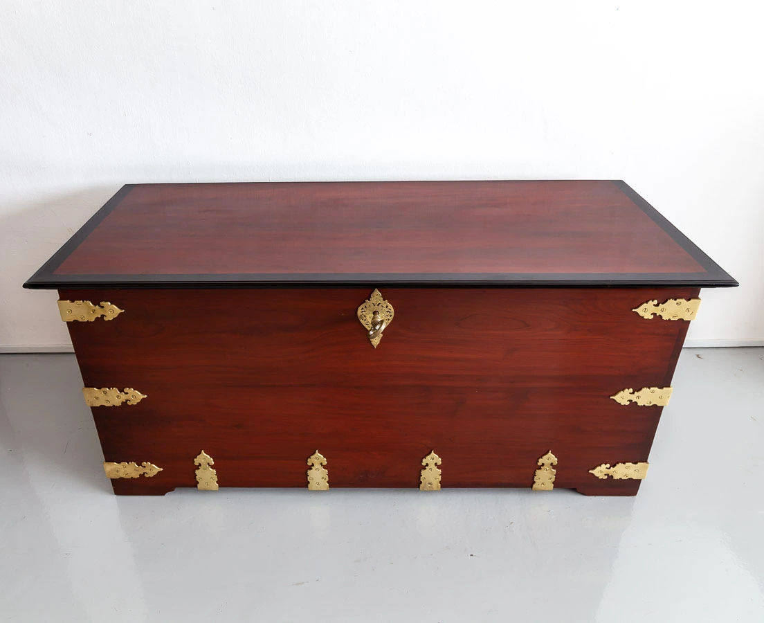 CHE-140-9L Indo-Dutch Mahogany Brass Bound Chest l The Past Perfect Collection l Singapore