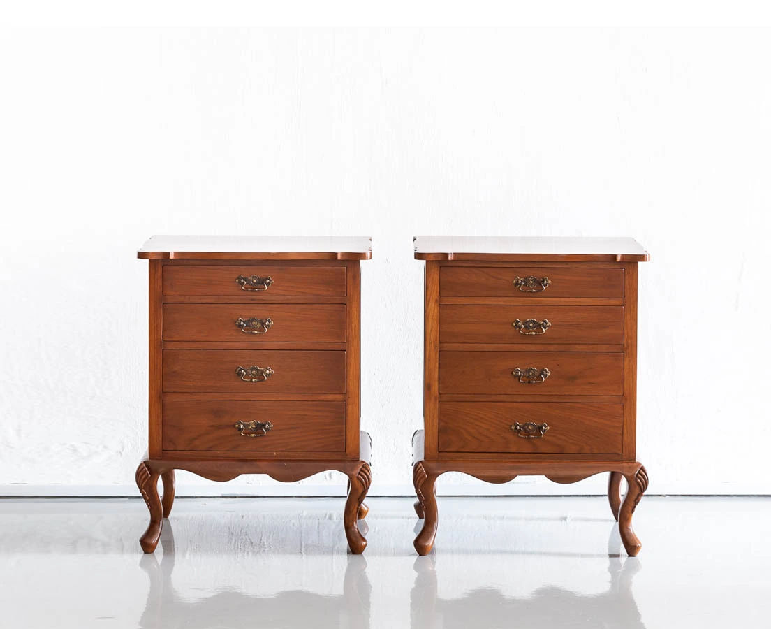 CUP-390 1L Pair of British Colonial Teakwood Bedside Tables l The Past Perfect Collection l Singapore