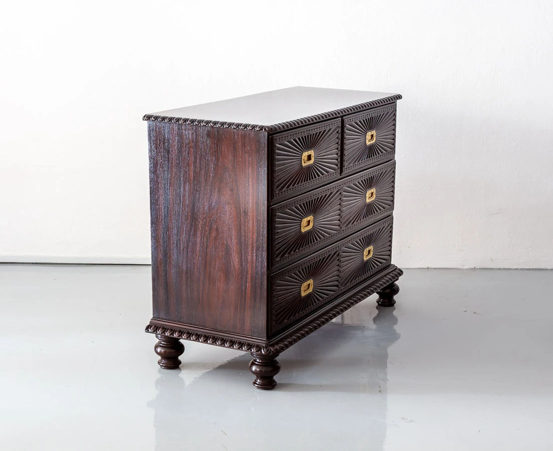 CUP-441 2L Anglo-Indian Rosewood Chest of Drawers with Sunburst l The Past Perfect Collection l Singapore