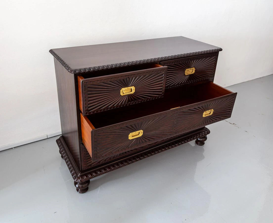 CUP-441 4L Anglo-Indian Rosewood Chest of Drawers with Sunburst l The Past Perfect Collection l Singapore