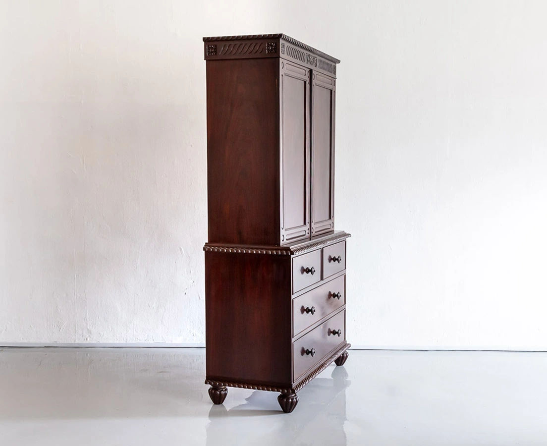 CUP-447 2L Anglo-Indian Rosewood Linen Press l The Past Perfect Collection l Singapore