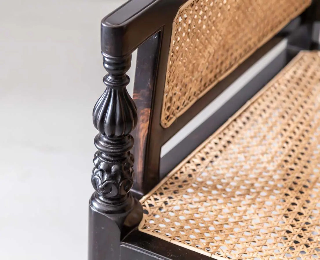 Antique Chairs - Pair of British Colonial Ebony Enclosed Armchairs - The Past Perfect Collection - Singapore