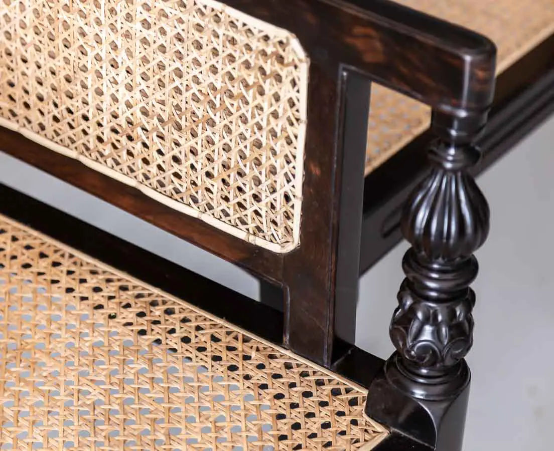 Antique Chairs - Pair of British Colonial Ebony Enclosed Armchairs - The Past Perfect Collection - Singapore