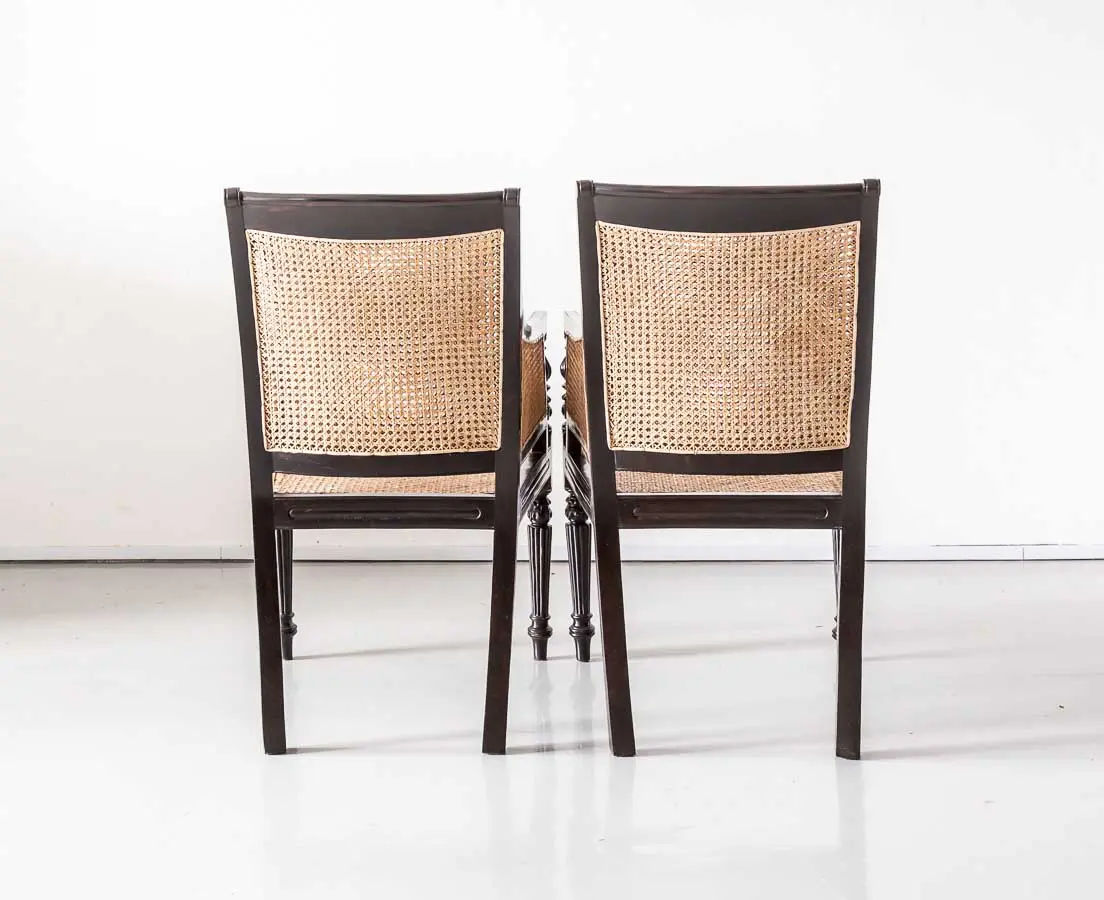 Antique Chairs - Pair of British Colonial Ebony Enclosed Armchairs - The Past Perfect Collection - Singapore