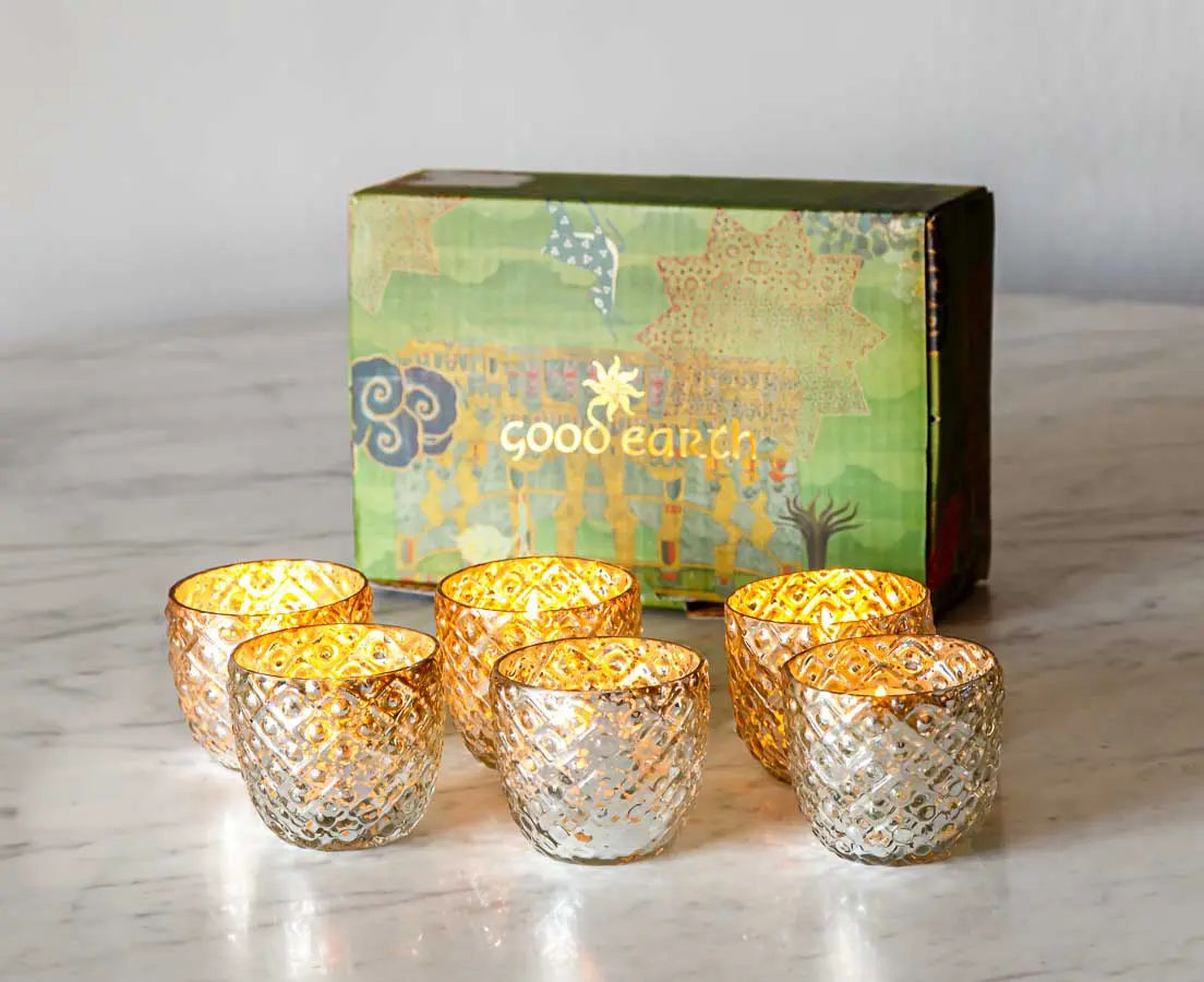 Silvered Glass Candle Holders - Good Earth - The Past Perfect Collection - Singapore