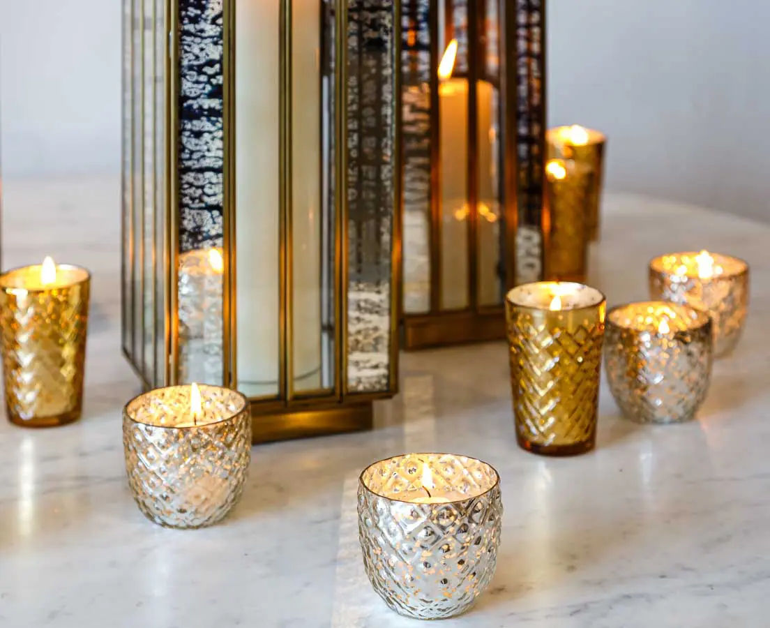 Silvered Glass Candle Holders - Good Earth - The Past Perfect Collection - Singapore