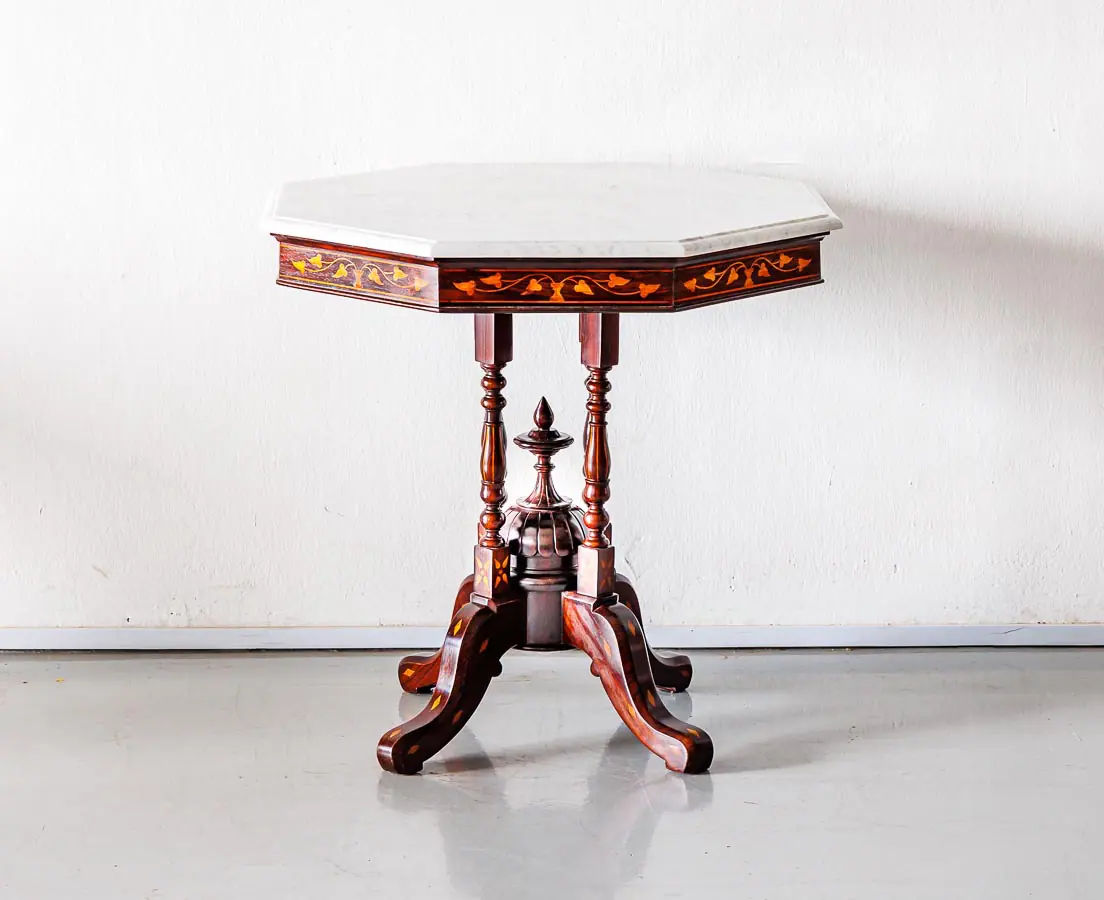 Antique Tables - Portuguese Colonial Inlaid Marble Top Table - The Past Perfect Collection - Singapore