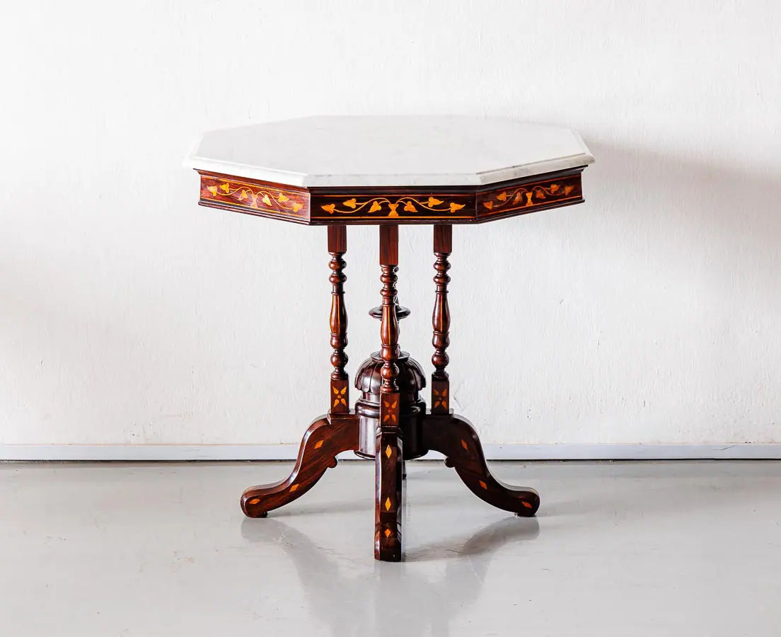 Antique Tables - Portuguese Colonial Inlaid Marble Top Table - The Past Perfect Collection - Singapore
