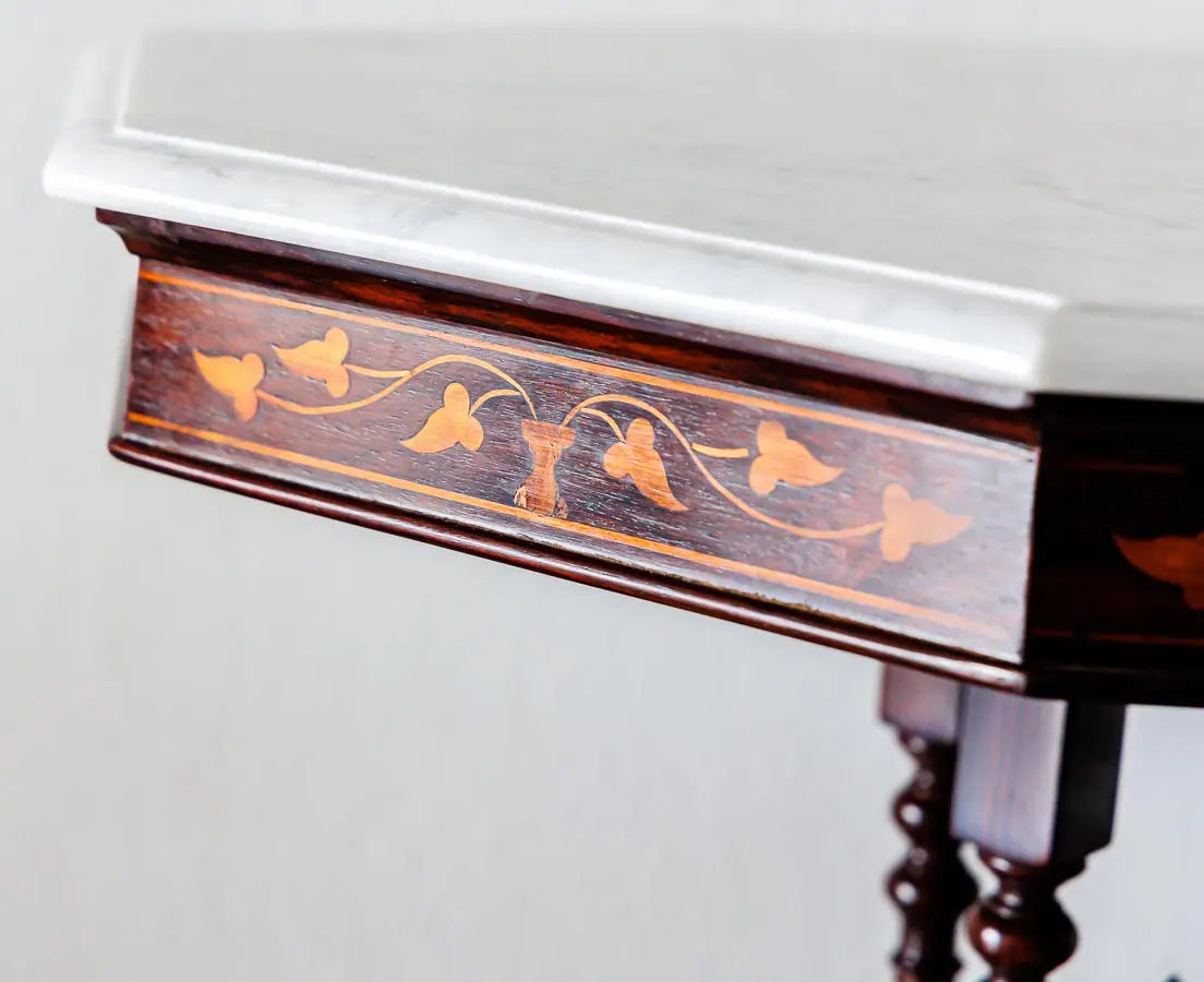 Antique Tables - Portuguese Colonial Inlaid Marble Top Table - The Past Perfect Collection - Singapore