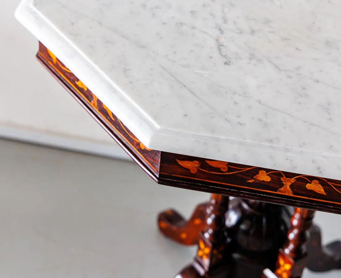 Antique Tables - Portuguese Colonial Inlaid Marble Top Table - The Past Perfect Collection - Singapore