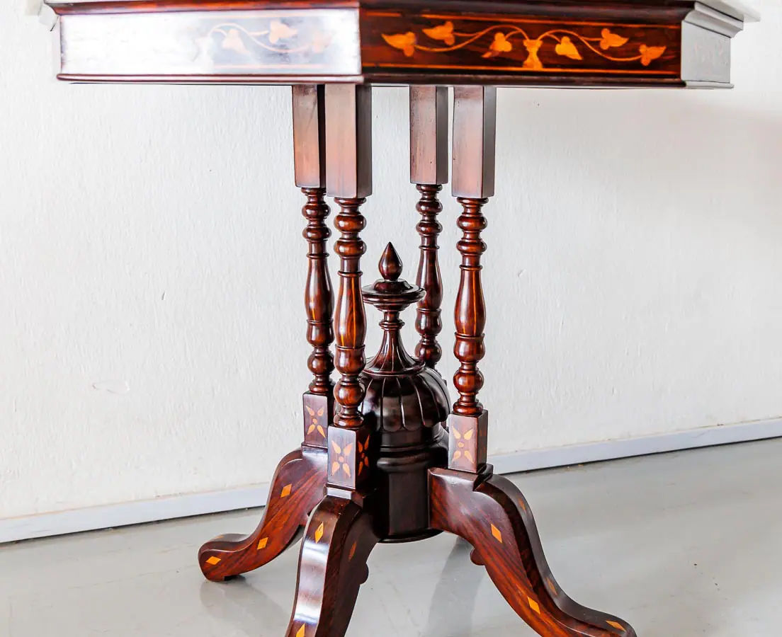 Antique Tables - Portuguese Colonial Inlaid Marble Top Table - The Past Perfect Collection - Singapore