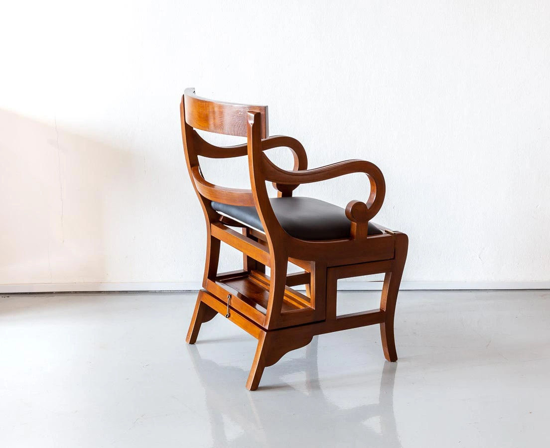 Anglo-Indian Teakwood Library Ladder Chair l The Past Perfect Collection l Singapore