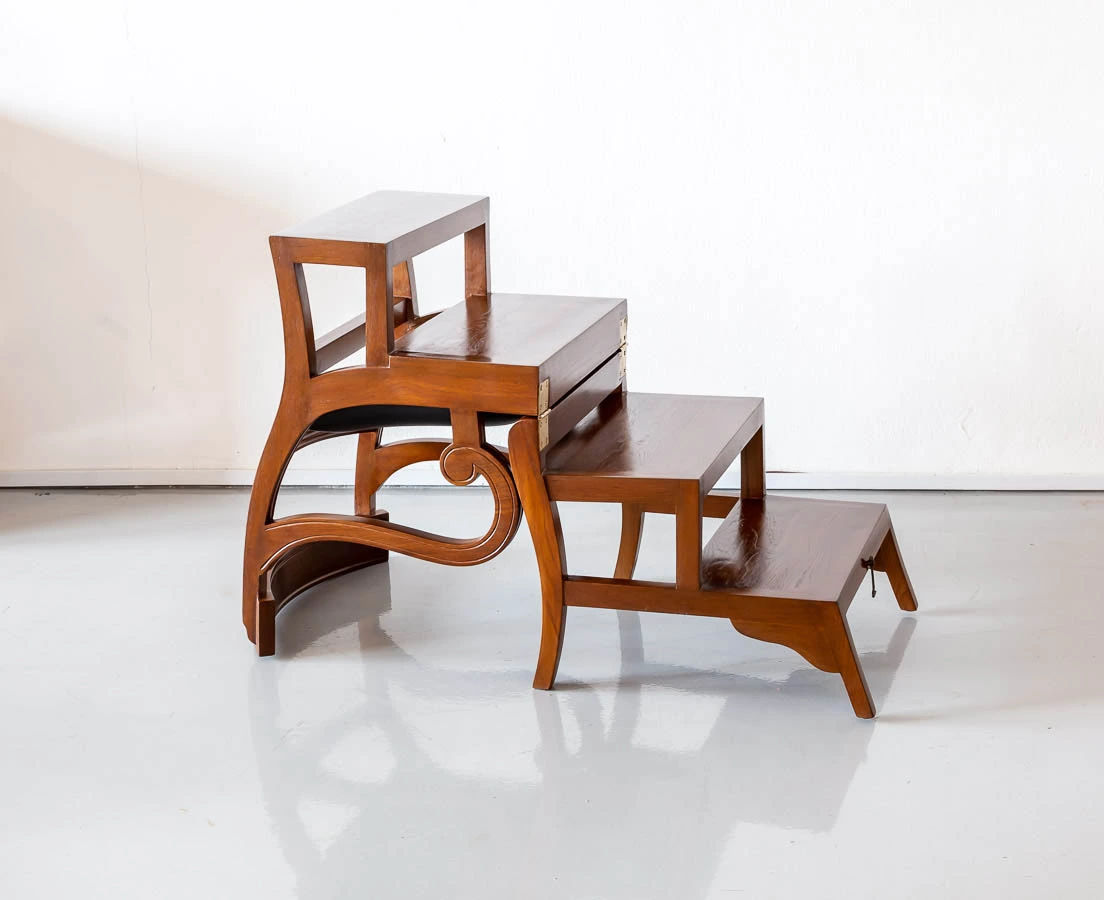Anglo-Indian Teakwood Library Ladder Chair l The Past Perfect Collection l Singapore